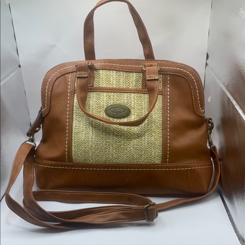 b.o.c. Brown and Cream Shoulder Bag with Dual Handles